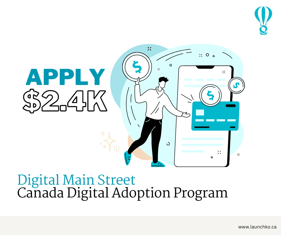 Illustration of "$2.4k" grant with the text "Canada Digital 
